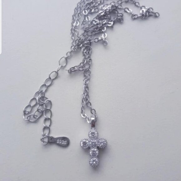 925 Sterling Silver OR Yellow Small Cross Pendant - Picture 2 of 8